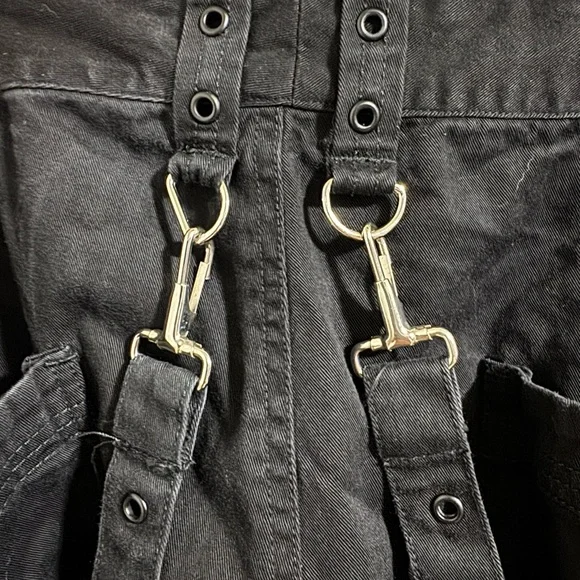 Tripp NYC Black suspender Cargo Pants with Silver Zippers hardware plus 22 2x - Picture 6 of 10